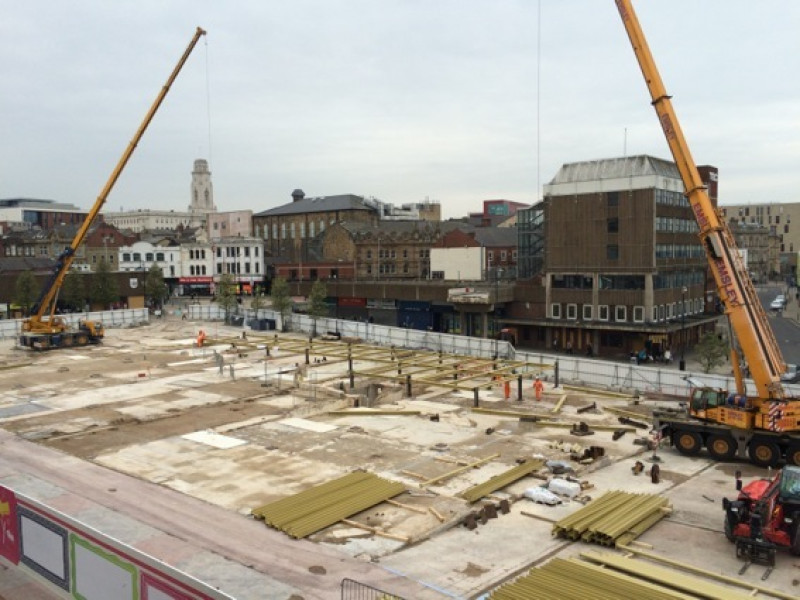 Main image for Floor beams put into place for May Day Green market