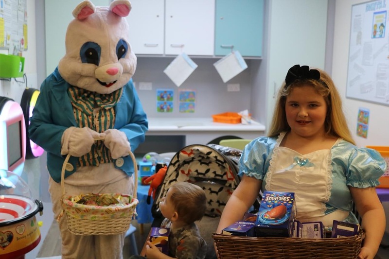 DONATIONS: Lilly and her mum Vicky handing out the eggs.