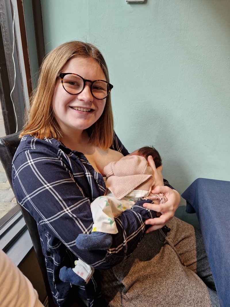 DISCRIMINATED AGAINST: Molly Musto, 22, was asked by staff at Gallagher’s to breastfeed discretely if she wanted to stay in the cafe.