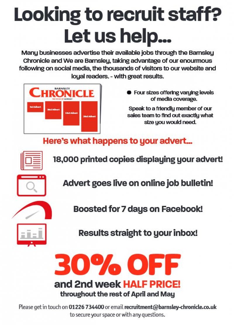 Main image for Recruit staff with Barnsley Chronicle
