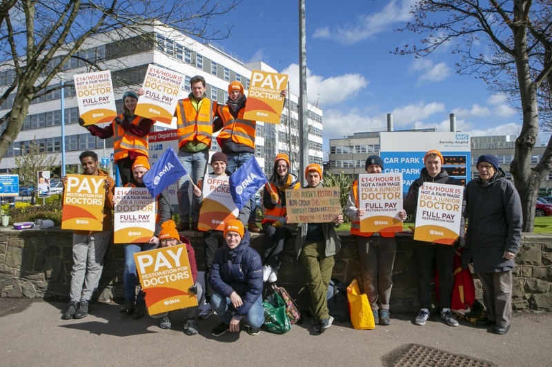 Docs on strike: Junior doctors are yet again on strike at Barnsley hospital as part of their wage demands. picture Shaun Colborn PD092070