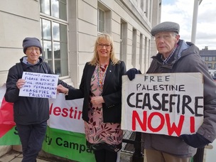 Tony Nuttall and George Arthur with deputy leader of Barnsley Council Caroline Makinson.