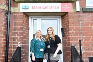 Georgina Stevenson, deputy headteacher at Oakhill Primary Academy, with Evie Edwards.