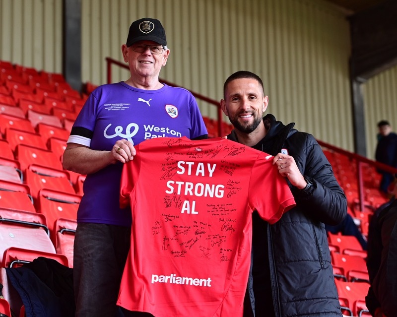SUPPORT: Alan with Barnsley head coach Conor Hourihane.