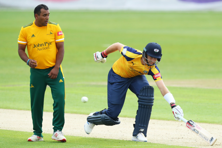 New signing:  Samit Patel with Joe Root in 2020. Picture: SWPix.