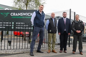 RESTRICTIONS: Couns James Higginbottom and Robert Frost with Cranswick Foods’ Richard Walsh and Barry Higgins.