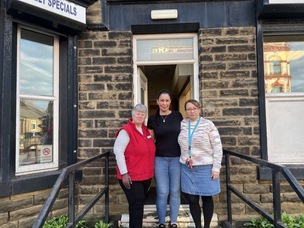 LIFELINE VENUE: Jill Martin with volunteers from the group.