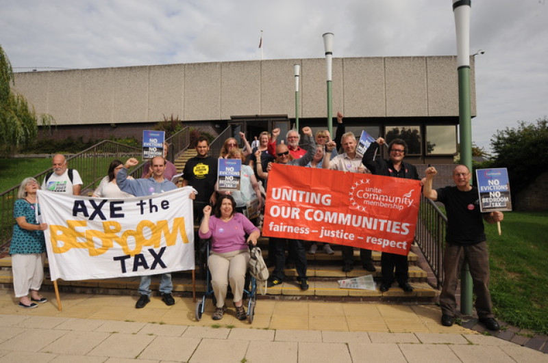 Main image for Protesters gather as unpaid rent cases are heard
