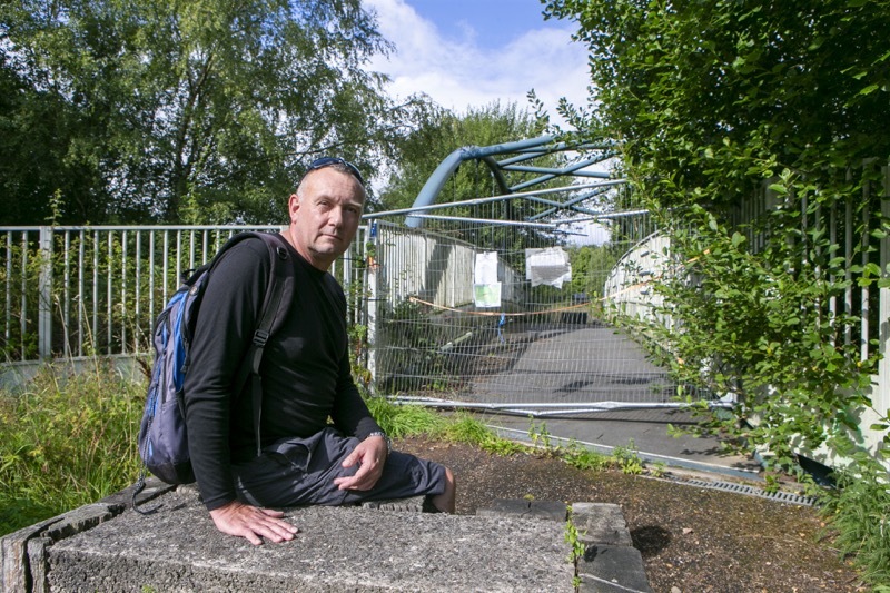 Trans Penine Fail: Coun David Greenhough at Bullhouse  bridge where riders have alight and cross the busy A628. Picture Shaun Colborn PD092435