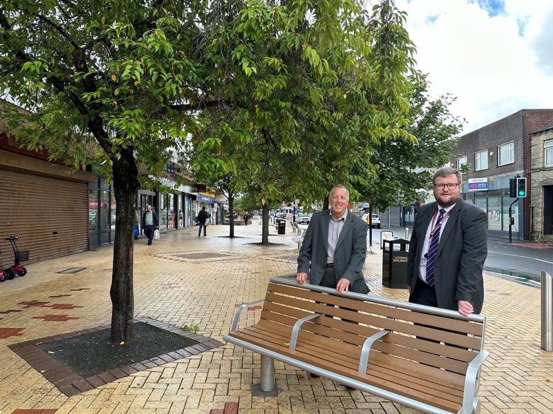DELIGHTED: Couns Robert Frost and James Higginbottom on the new-look High Street.