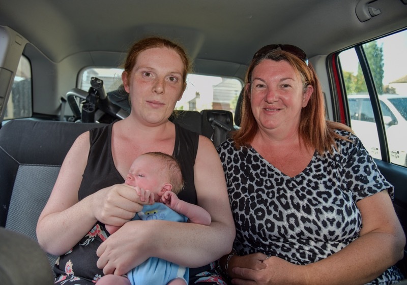 MIRACLE: Shelby Burnett with her mum, Sonja Cook, and son Mason James Butler.