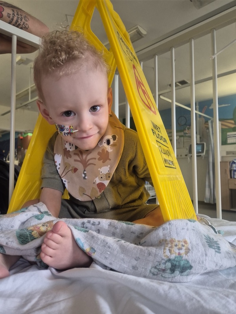 RECOVERY: Finn is now back at home following the open heart surgery and subsequent set backs.