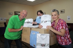 DONATIONS: Coun Andy Wray, Jaz Holt and Sharon Townsend.