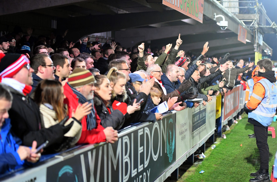 Reds fans at Kingsmeadow in 2019