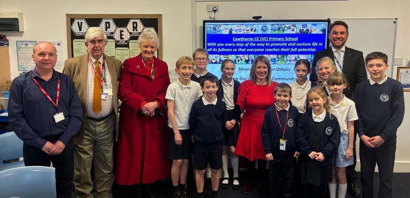 CAMPAIGN’S BACKING: Marie Tidball with school leaders in Cawthorne, who are calling for road safety work.
