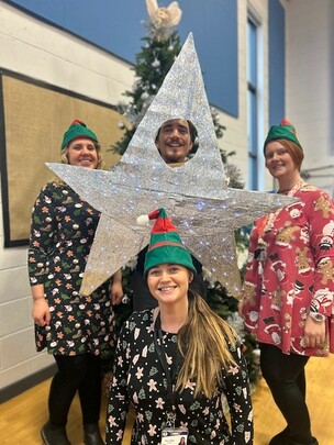 Sam Reynolds, Dave Lovatt, Louise Drummond and Laura Siddall (front centre).
