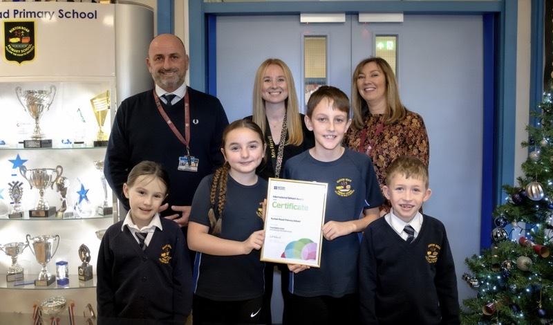 TOP AWARD: Staff and children at Burton Road Primary School. Picture: Scott Firth.