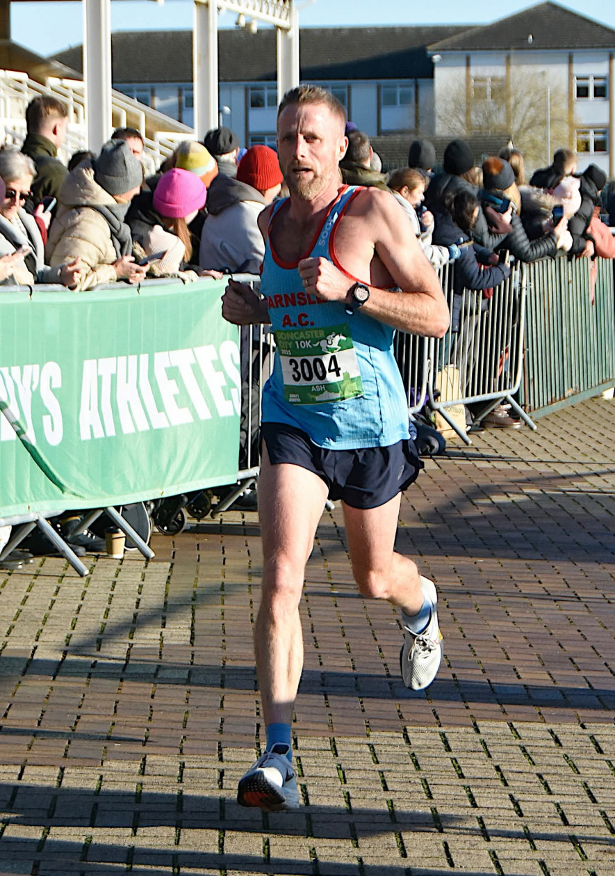 Prize-winner: Barnsley AC’s Ashley Abrahams at the Doncaster 10k. Picture: Chris Cull.