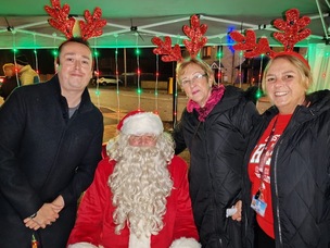 CHRISTMAS SAVED: Couns Ruth Booker, Ashley Peace and Dorothy Coates with Mayor of Barnsley Dave Leech.