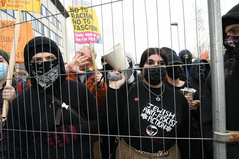 Scenes from the protest at Manvers.  Picture: Wes Hobson.  PD091897.