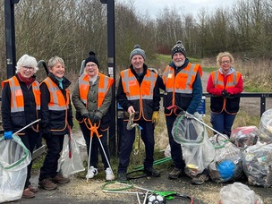 BACK AGAIN: Members of the Wath, West Melton and Brampton litter pickers with the rubbish they removed.