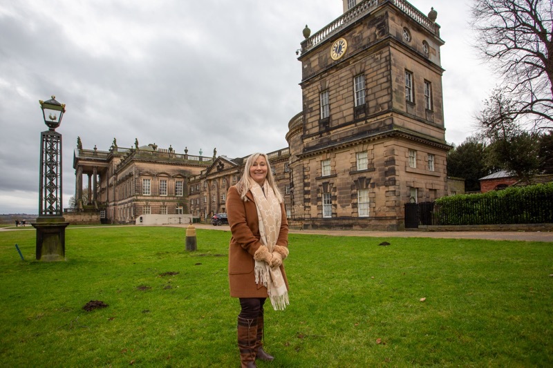 FUNDRAISER: Carole Foster in front of the North Tower.