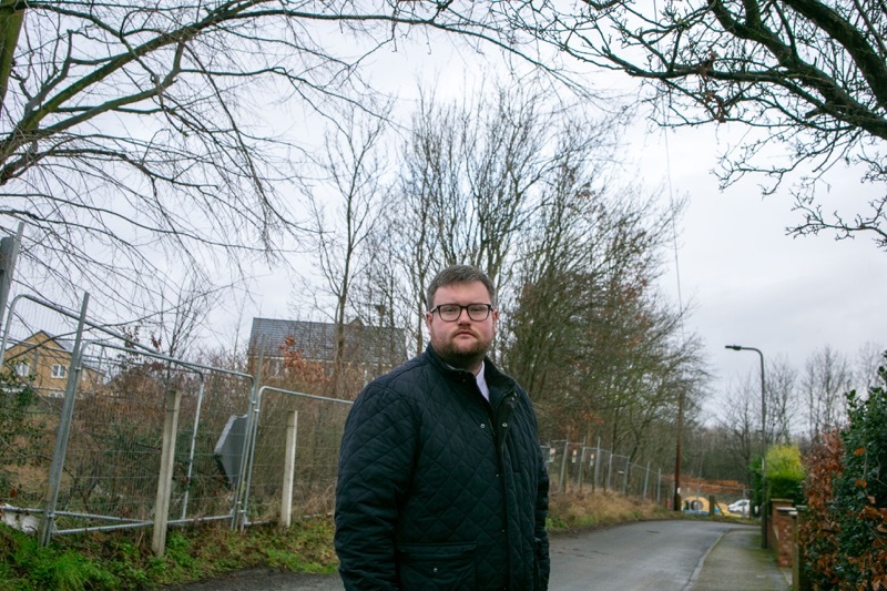 TREES SPARED: Developers have spared some trees that would have been removed at the site in Wombwell, Coun James Higginbottom on Gypsy lane off Lundhill Road. Picture Shaun Colborn PD092907