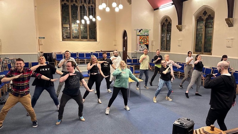 Rehearsals for the show.