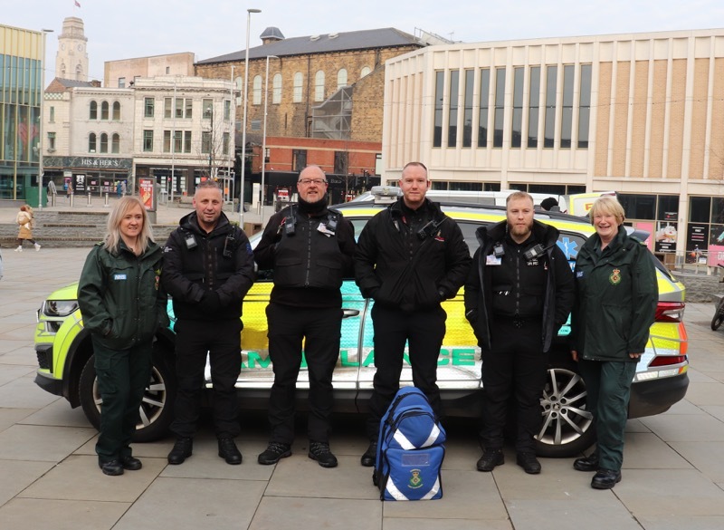 SING UP: The Barnsley town centre wardens have linked up with the Yorkshire Ambulance Service.