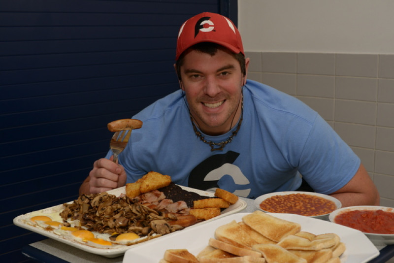 Main image for American eater conquers town's biggest breakfast