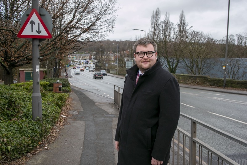 Wider Roads: Coun James Higginbottom suveys the scale of the road widening project opposite Asda. Picture Shaun Colborn PD091829