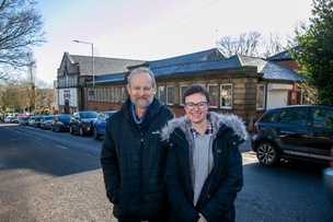 NEW ROOF: Councillor Hannah Kitching and town councillor Matthew Nicholson