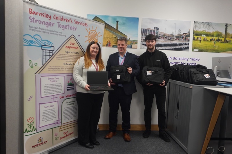 Mel Price and Matthew Boud from the Council’s Children’s Services department and Jack Shaw from the IT department.