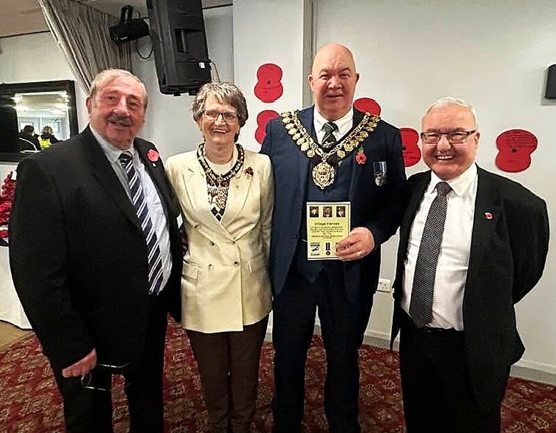 Ian Harley and Melvyn Lunn with the Mayor of Barnsley, Coun David Leech and the Mayoress, Alison Leech.