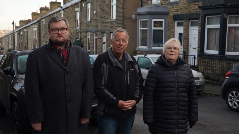 FLOODING WOES: Couns James Higginbottom, Robert Frost and Brenda Eastwood. Picture: Scott Firth.