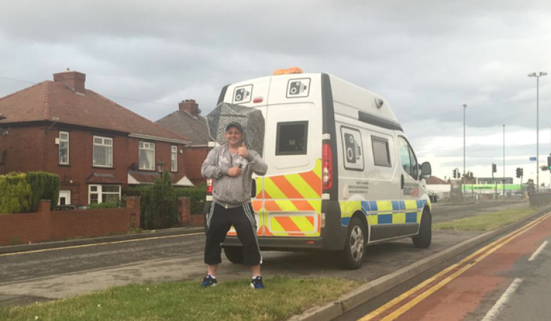 Main image for Mystery man shields motorists from speed camera