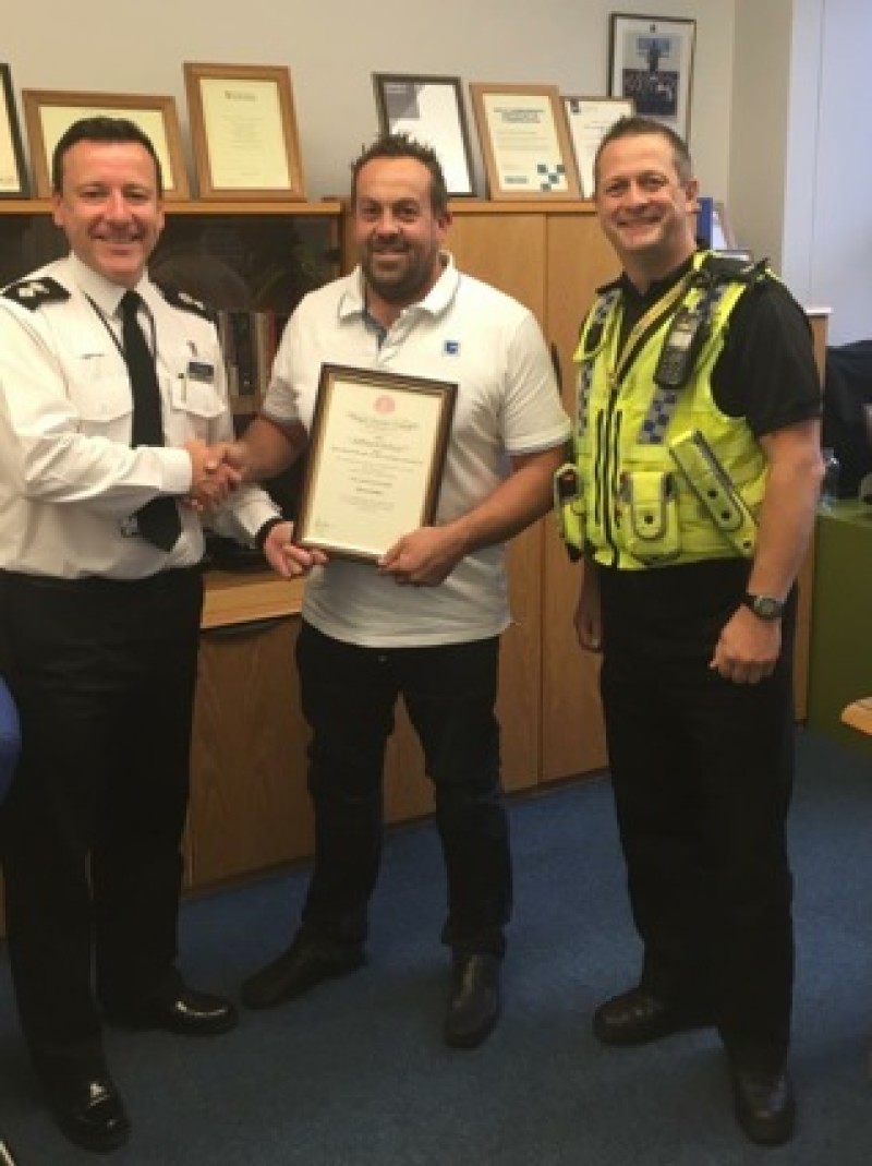 Main image for Crash hero presented with award