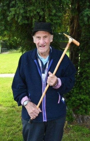Alan’s boots are certainly made for walking  even at the age of 90... Image