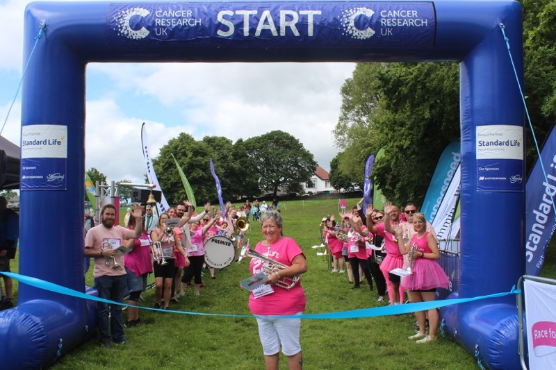 SURVIVOR: Joanne Darwin, of Hoyland, sounded the horn to start the event.