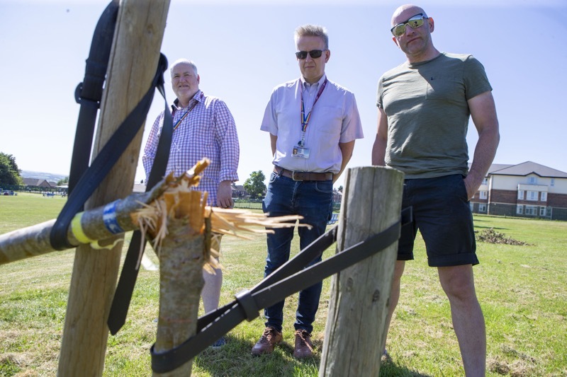 YOBS CONDEMNED: Couns Steve Hunt, Mat Crisp and Dickie Denton at Mapplewell Park. Picture: Shaun Colborn. PD092256