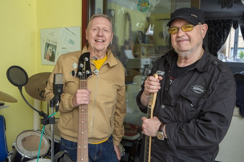 Back in the groove: Recording artist Kevin Kitchen and Paul Quinn get back in the studio to record another track for the first time in years. Picture Shaun Colborn PD092344