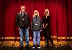LIGHTS, CAMERA, ACTION: Dean and Rebecca Sills with Caroline Usher Cox.