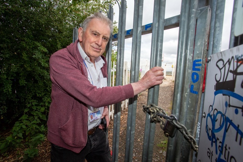 CROSSING CLOSED: Gates to the rail crossing at Wilthorpe has been padlocked shut according to Coun Clive Pickering. Picture: Shaun Colborn