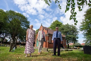 Plans to demolish a chapel have been put on hold. Couns Smith, Markham, and Osborne are pictured at the site. Picture Shaun Colborn PD094277