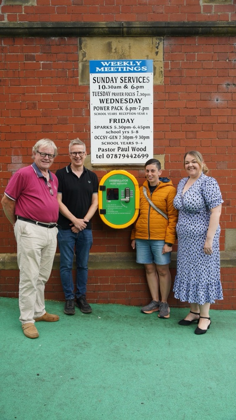 LIFESAVING: Couns Steve Hunt and Leyla Nayeri with Natalie Fox and Paul Beaumont. Picture: Scott Firth.