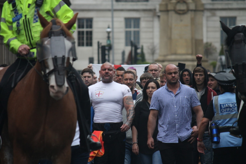 Main image for Heavy police presence after town centre protest