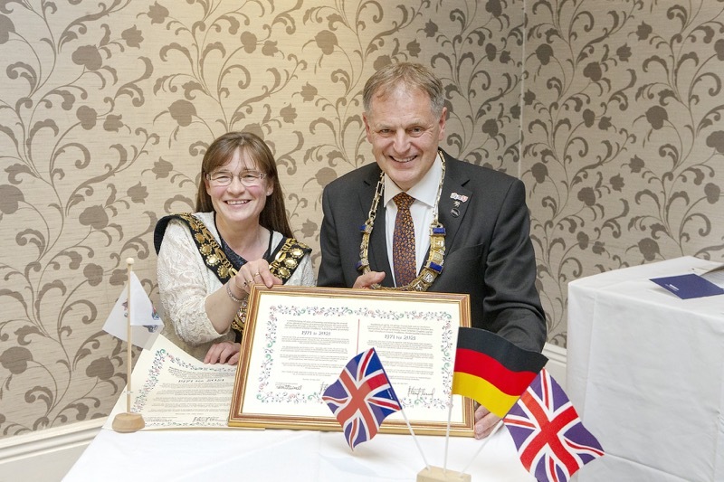 Main image for Twin town partnership’s anniversary marked