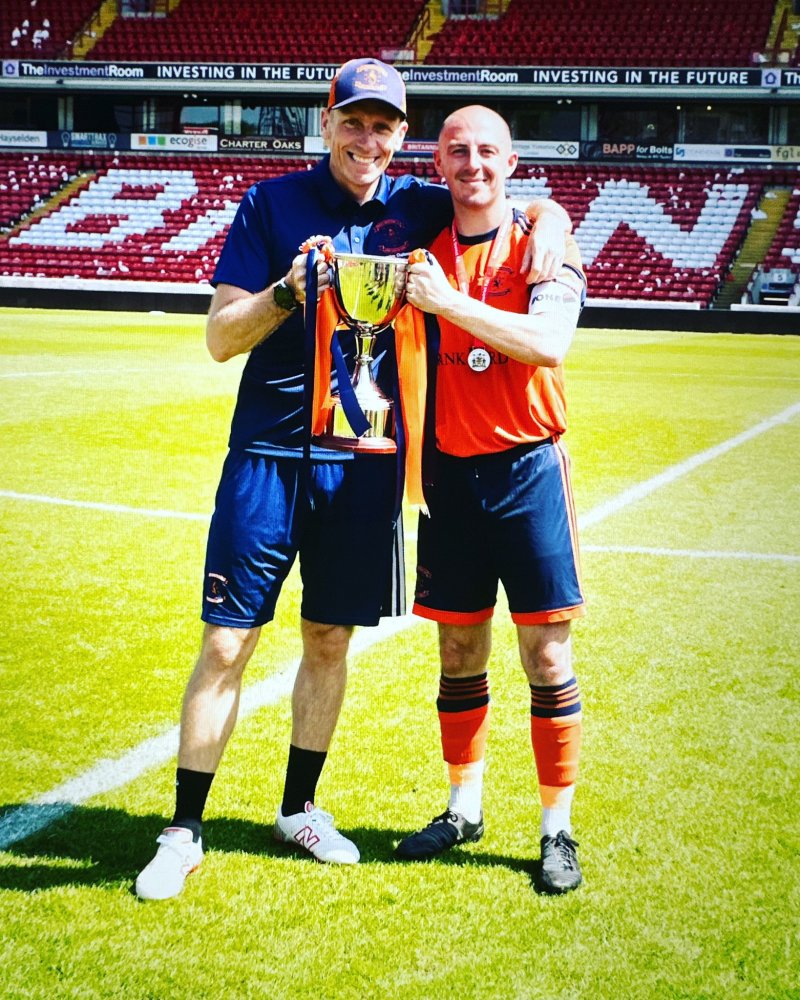 Scott Ledger, left, in his role as West Bretton FC manager