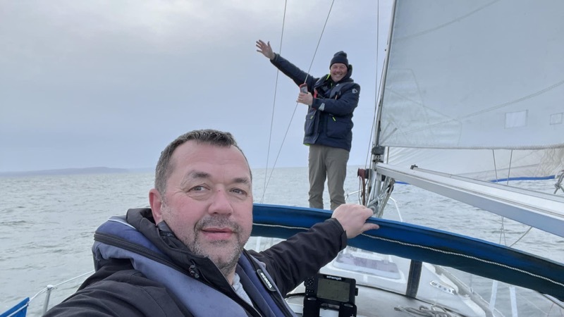 BON VOYAGE: Mark Cosgrove and Eugene Campbell.