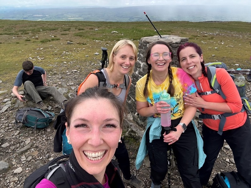 TEAM EFFORT: The college group on their trek.